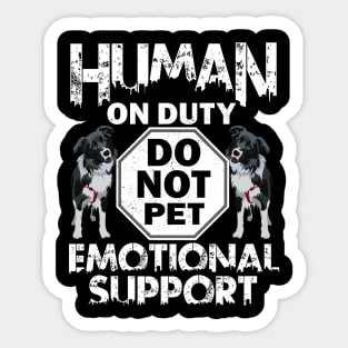 Human On Duty Service Funny Collie Dog Do Not Pet Support Sticker